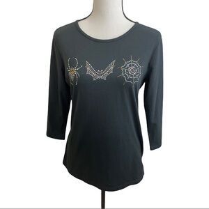 Coral bay black Halloween theme shirt. Size Small